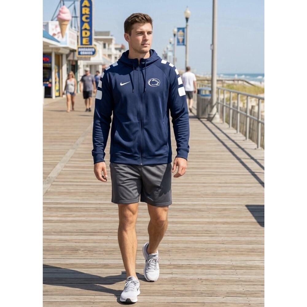 Nike Therma-Fit Penn State Nittany Lions NCAA Full Zip Mens Hoodie Jacket Navy M